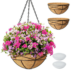 Karlliu 2-pack hanging baskets with coco liners displayed outdoors for air flow
