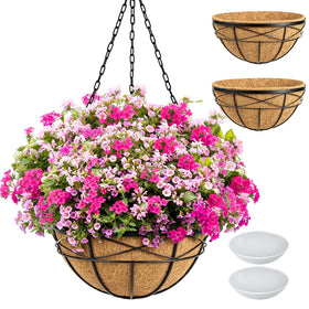 Karlliu 2-pack 20-inch hanging planters with coco liner for outdoor durability