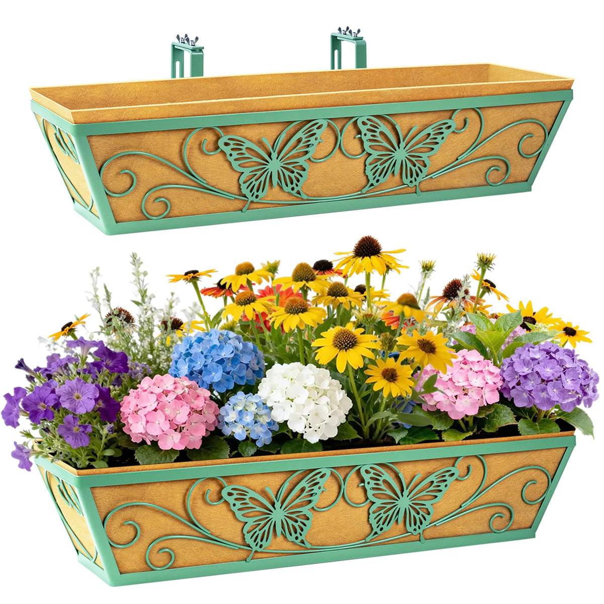 Karlliu 2-pack 24-inch window box with butterfly pattern enhances porch decor