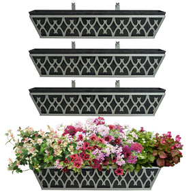 Karlliu 4-pack 24-inch window boxes showcase vibrant blooms on a sunny balcony.