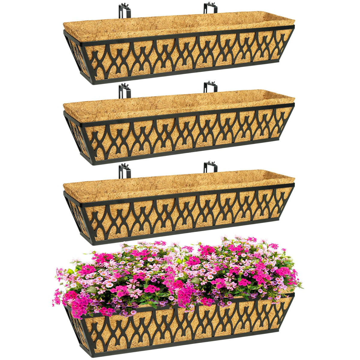 Karlliu 4-pack 30-inch window boxes with sturdy construction for year-round planting