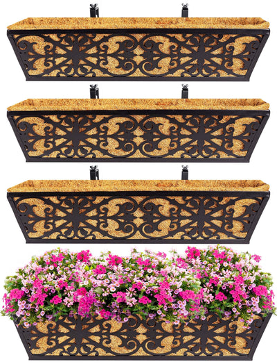 Karlliu 4 pack 24 inch window boxes with blooms for sunlit spaces