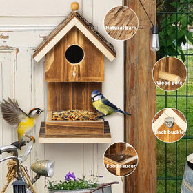 Karlliu bird house feeder combo supports nesting and feeding in a single, convenient outdoor unit.