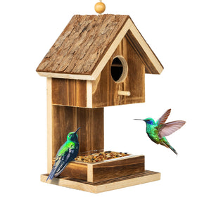Karlliu outdoor hanging bird house provides a sturdy shelter for small backyard birds.