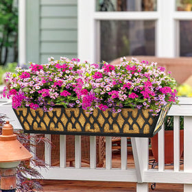 Karlliu black metal finish on planter emphasizes durable outdoor use.