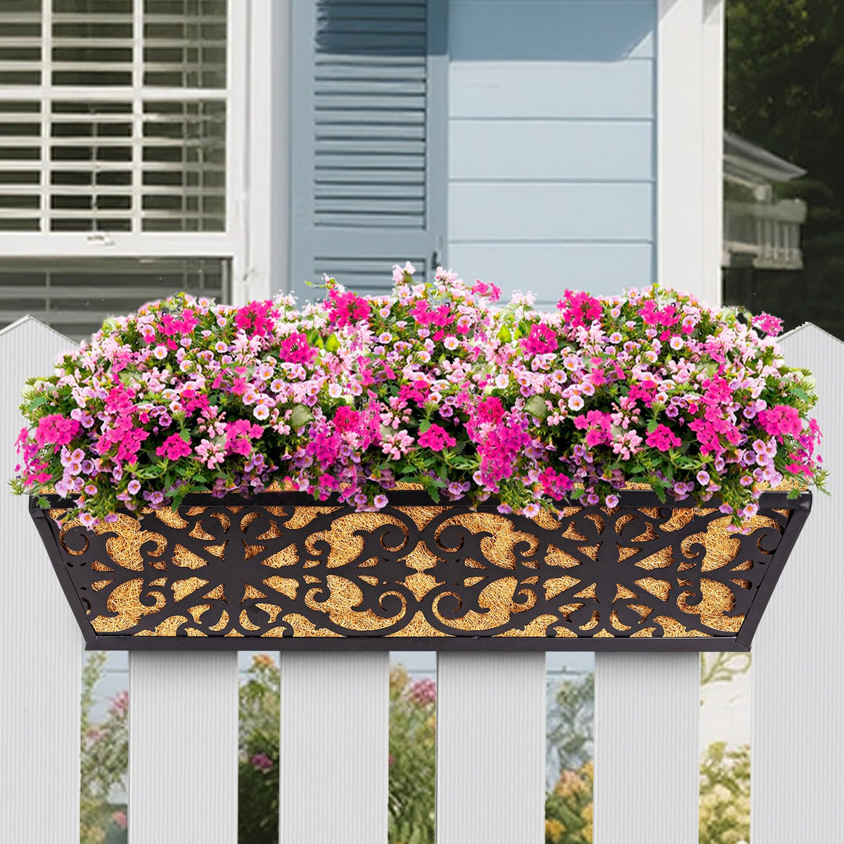 Karlliu deck railing balcony planter box mounted on a fence or rail