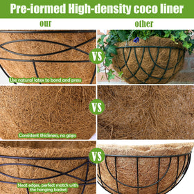 Karlliu easy-to-use coconut liner demonstrating quick setup in a circular basket.