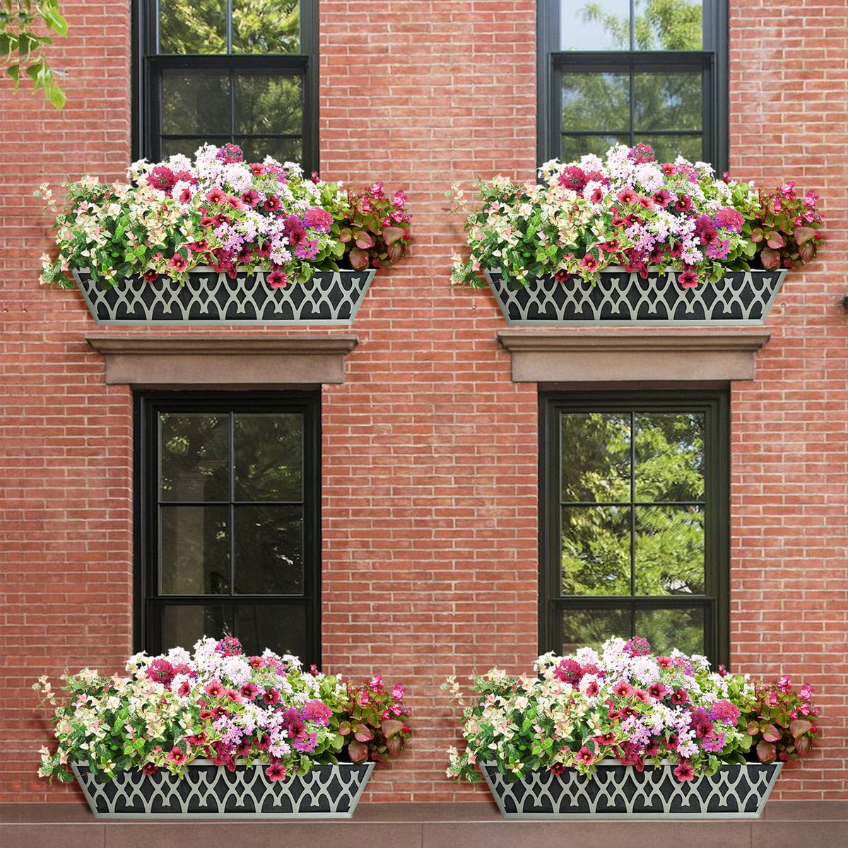 Karlliu outdoor balcony planters enhancing curb appeal with lush greenery.