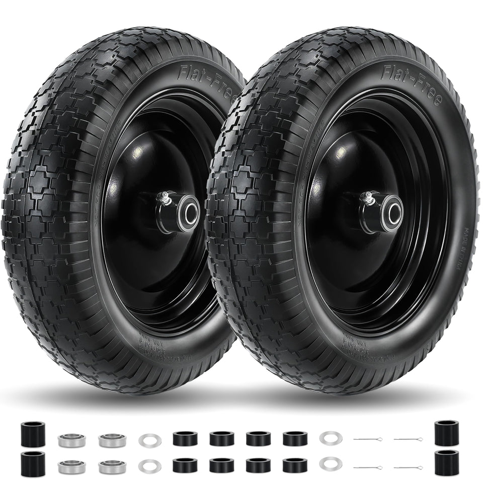 Kartio flat-free tire with 14.5 inch rim for rugged garden use without flats