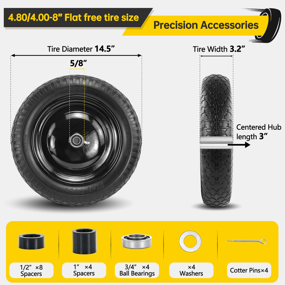 Kartio polyurethane solid tire close-up highlighting durability and puncture resistance