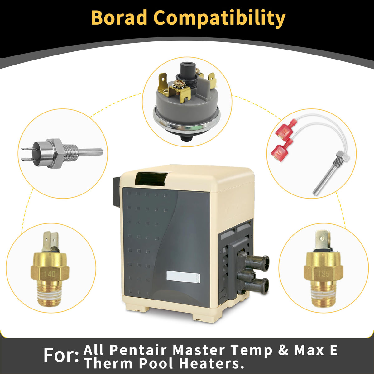 Kartio pool heater repair kit stack flue sensor for reliable sensing during operation