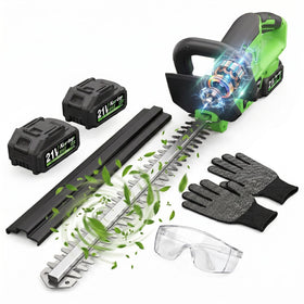 Kartop cordless hedge trimmer with 22-inch blades for precise trimming.