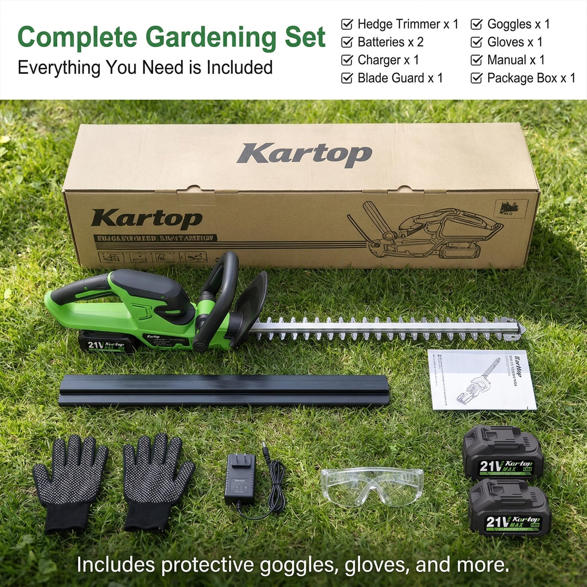 Garden scene with Kartop trimmer delivering efficient pruning.
