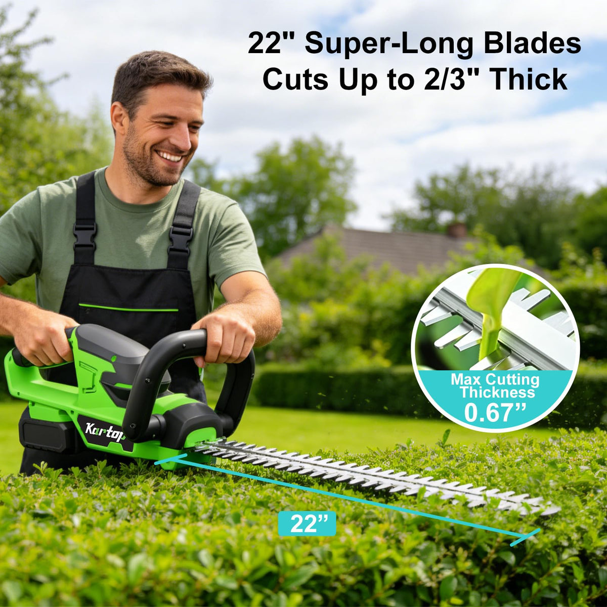 Kartop trimmer featuring overload protection for safe operation.