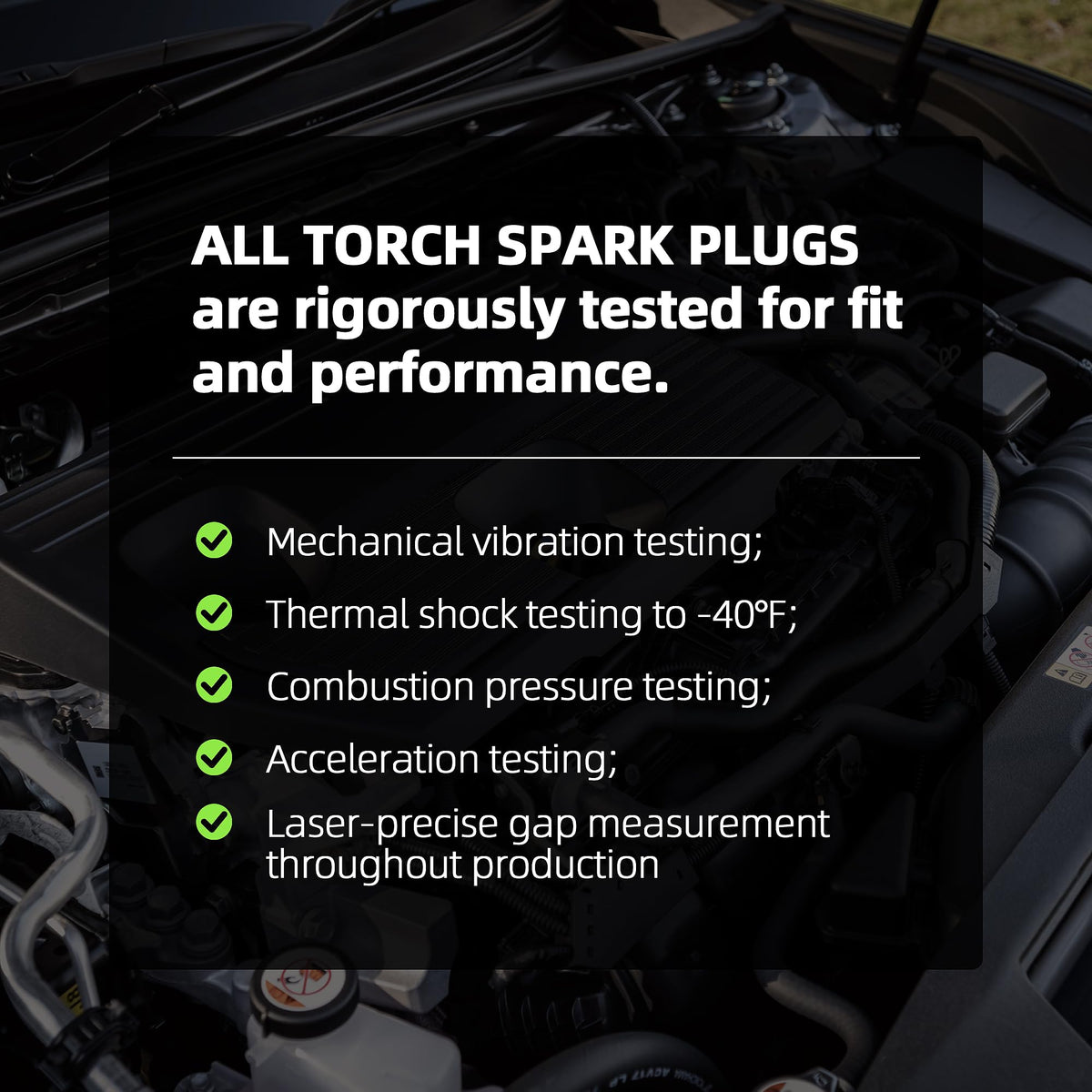 Karvayna F4RTC spark plug testing lab image verifying quality.