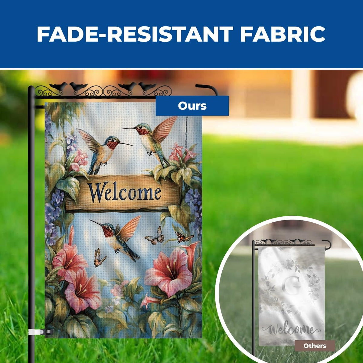 KarvePro butterflies and fall flowers flag highlights fluttering butterflies and seasonal blooms.