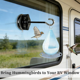 Watch hummingbirds from indoors with KasaRacks window hangers.