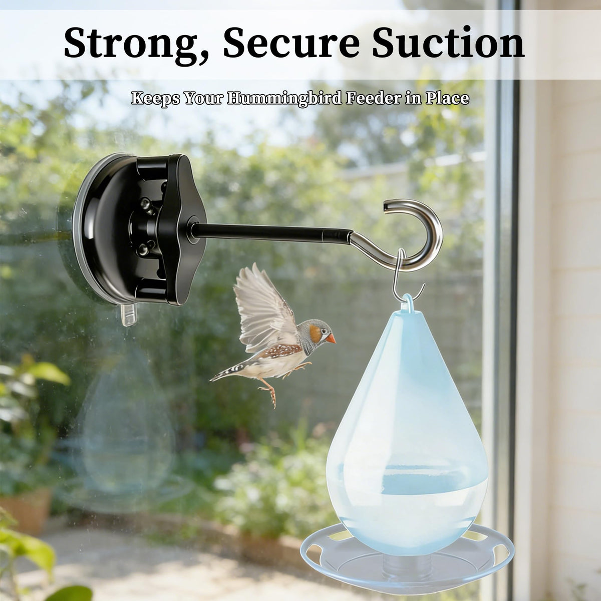 Knob lock suction cups provide secure hold for KasaRacks window hanger.