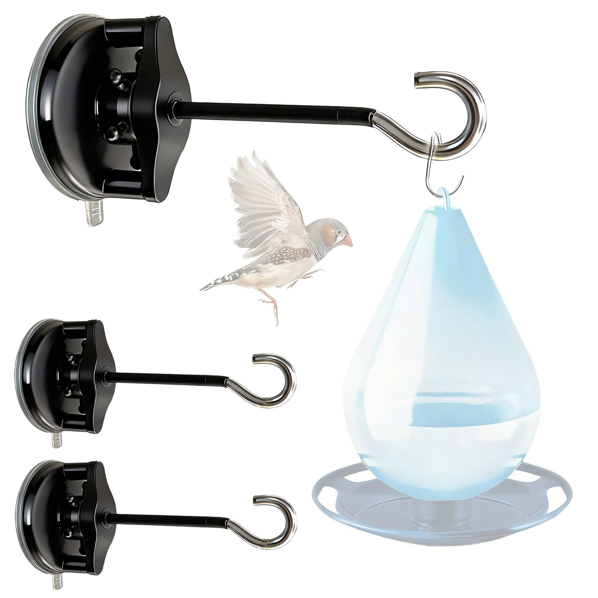 KasaRacks 3-pack window feeder hanger on glass enables close-up birdwatching.