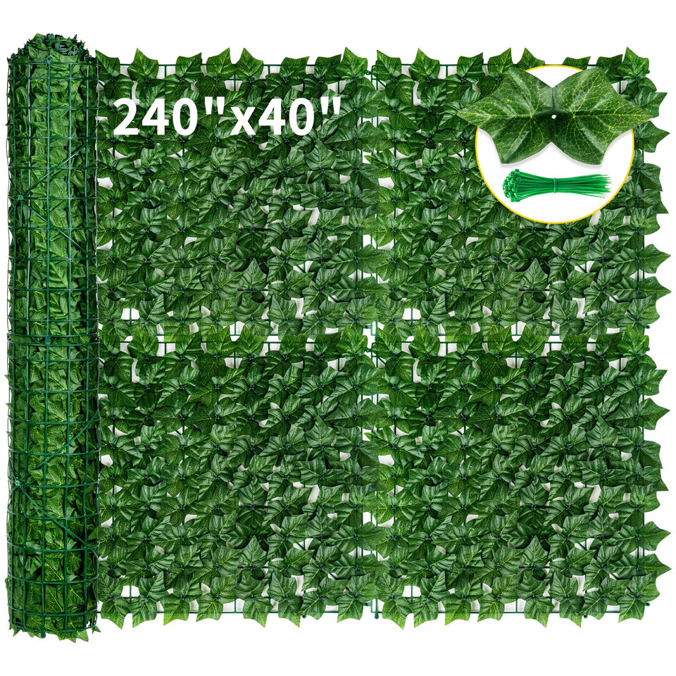 KASZOO artificial ivy fence panel provides stable privacy for patios and balconies.