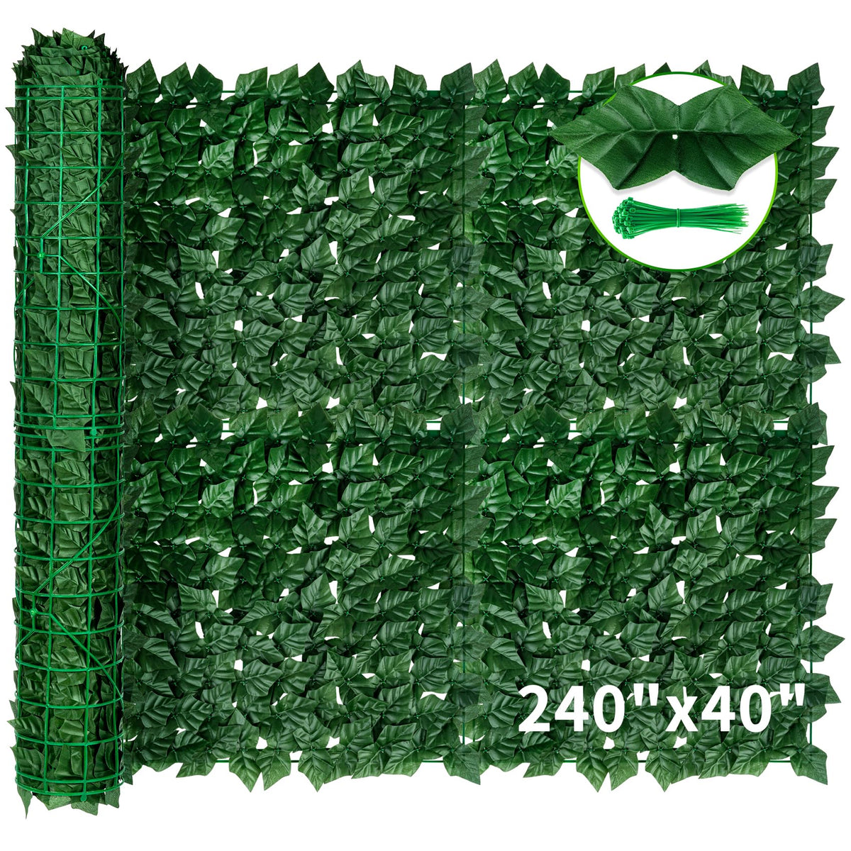 KASZOO artificial ivy privacy fence with 2400 leaves for dense balcony privacy.