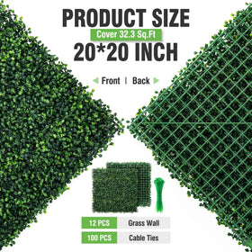 KASZOO grass wall panel installed on a fence for privacy