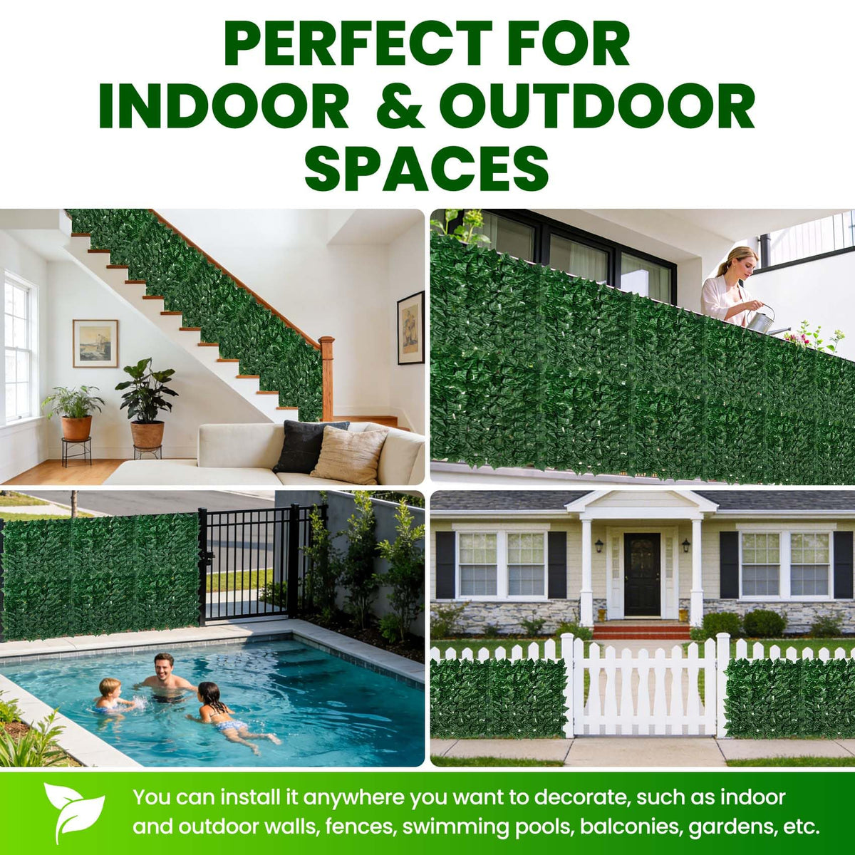KASZOO outdoor fence ivy decor for gardens and patios.