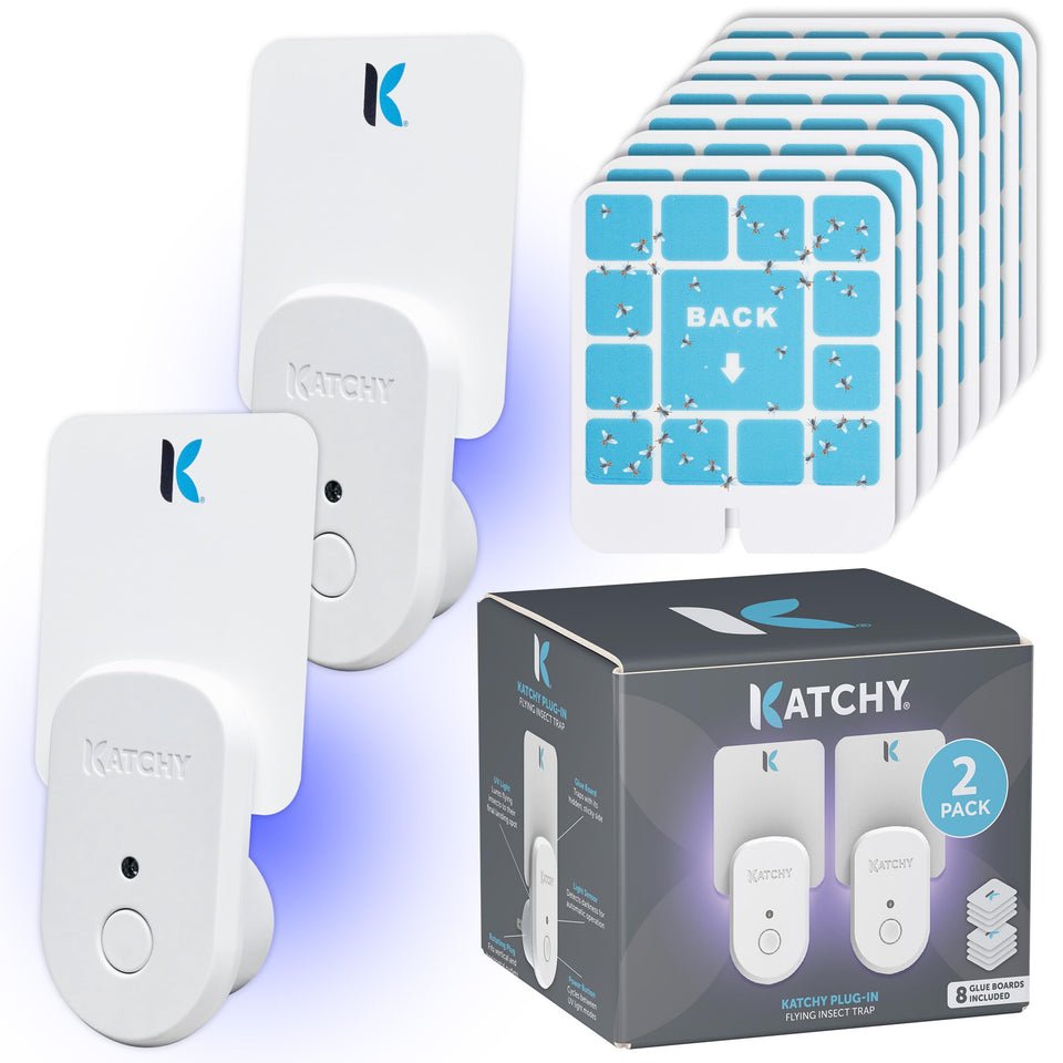 KATCHY blue light plug-in trap attracts flying insects for safe indoor control.