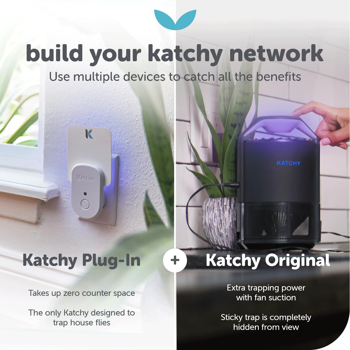 KATCHY attracts mosquitoes, gnats, and fruit flies using ultraviolet light.