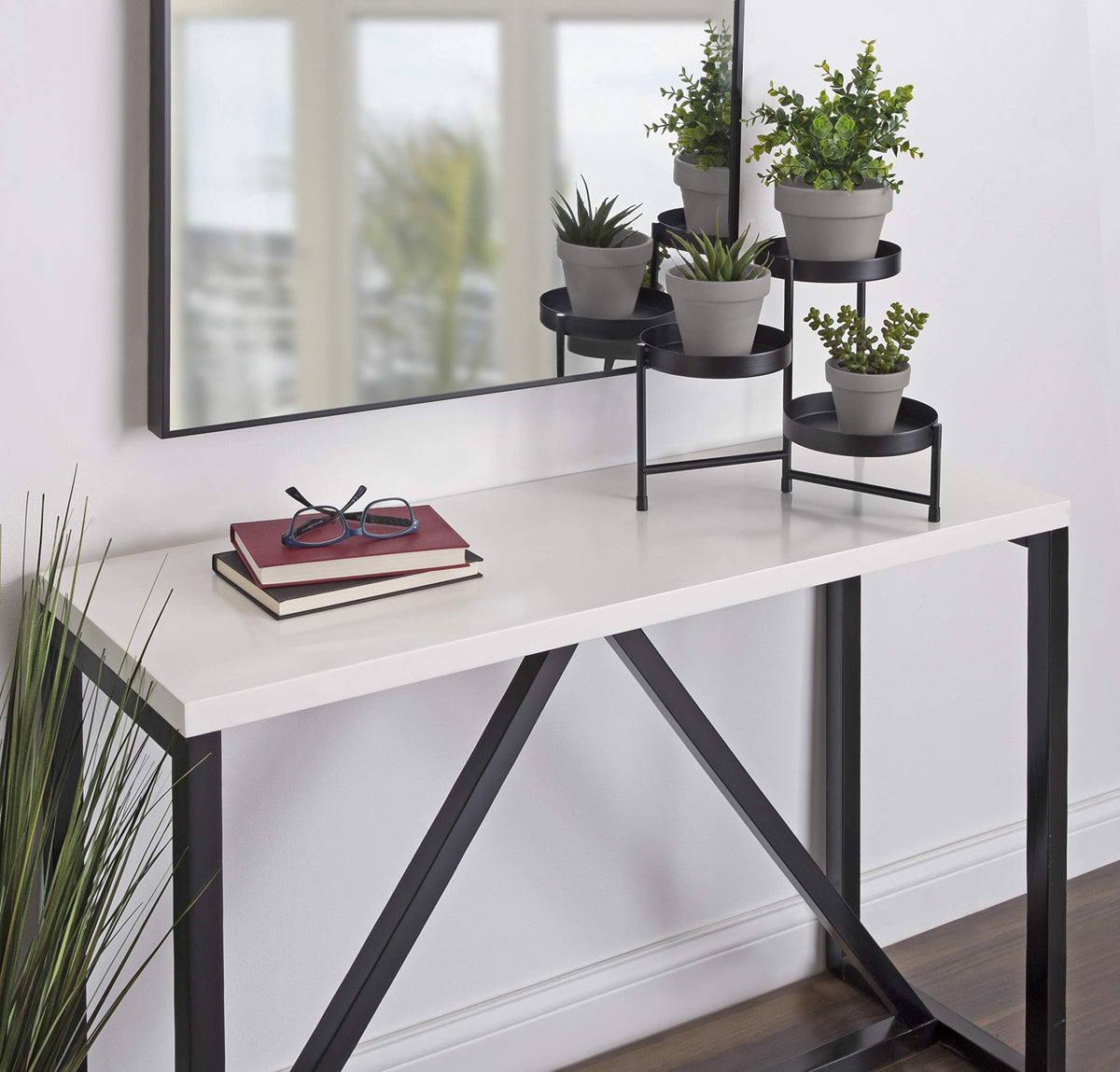 Kate and Laurel Finn stand collapsible tri-level design saves space while remaining stylish