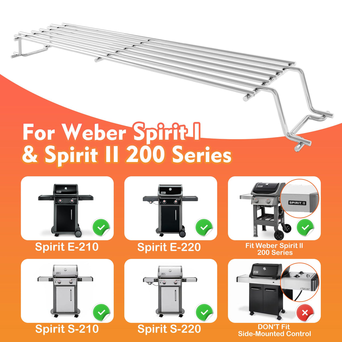 KATEEDY up-front-controls warming rack for convenient Weber grilling