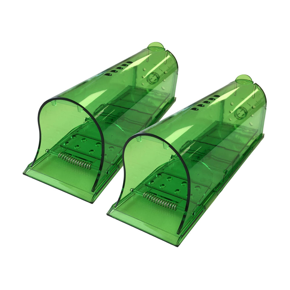 Kate's Home and Garden humane rat trap 2-pack, front view ready for wall placement.