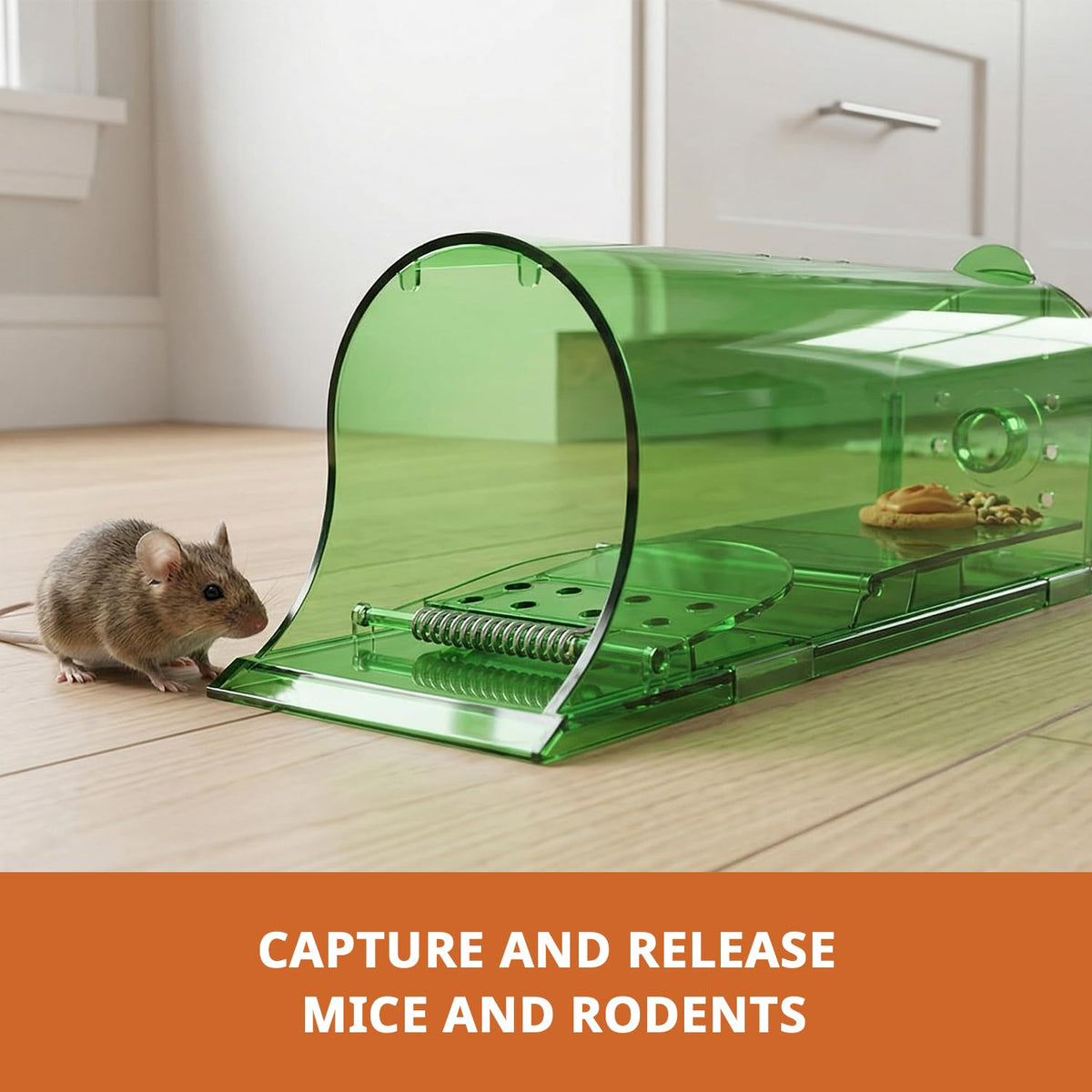 Kate's Home and Garden reusable trap features durable plastic and simple reset.