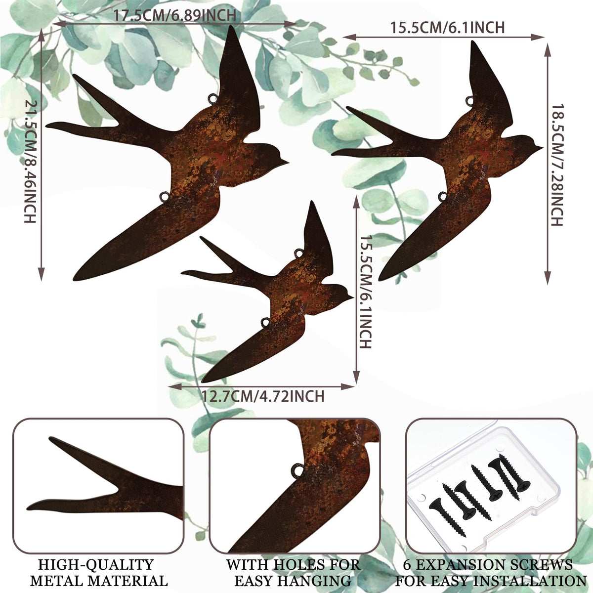 Kathfly rusty birds wall art with medium silhouette enhances garden decor.