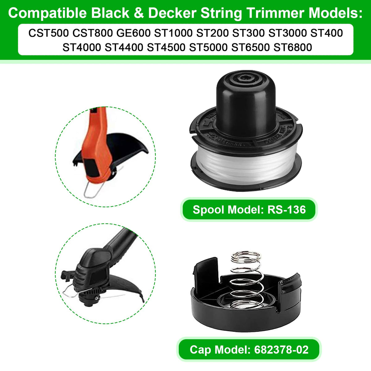 Kit with Katifee RS-136 cap and spring assembly for easy installation