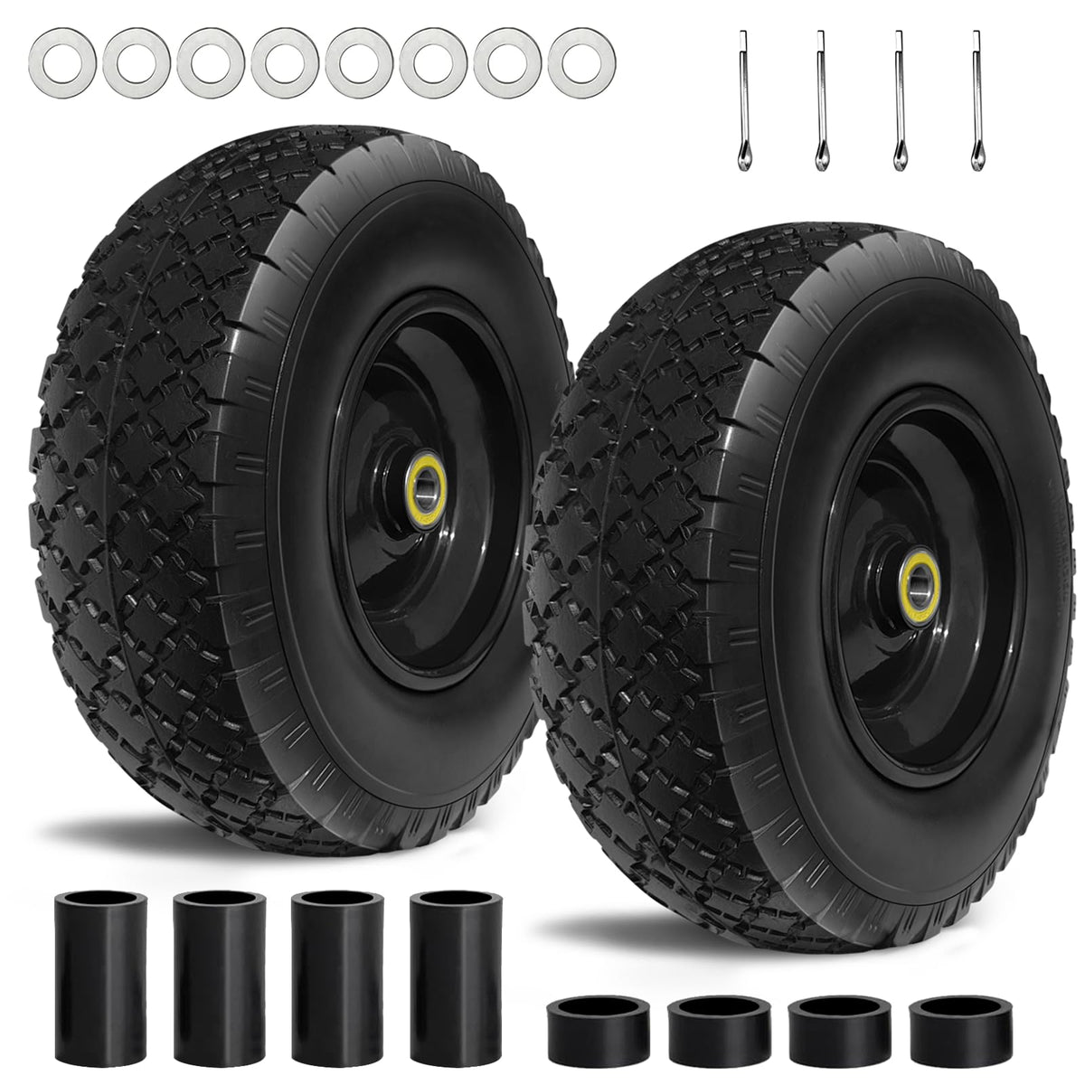 Kavedod 13 inch solid tire wheel assembly side view for durable, maintenance-free carts.