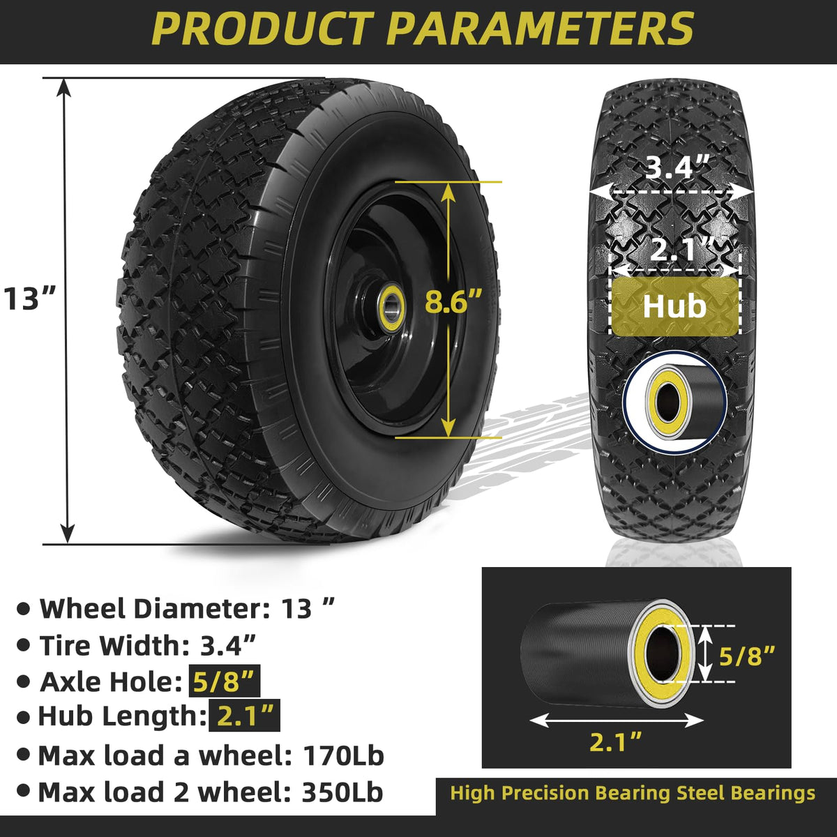 Kavedod wheel with double sealed bearings for long-lasting performance.