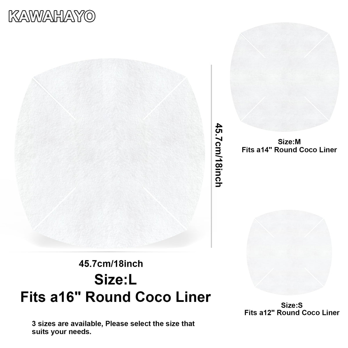 KAWAHAYO water-absorbent liner stores excess moisture for roots.