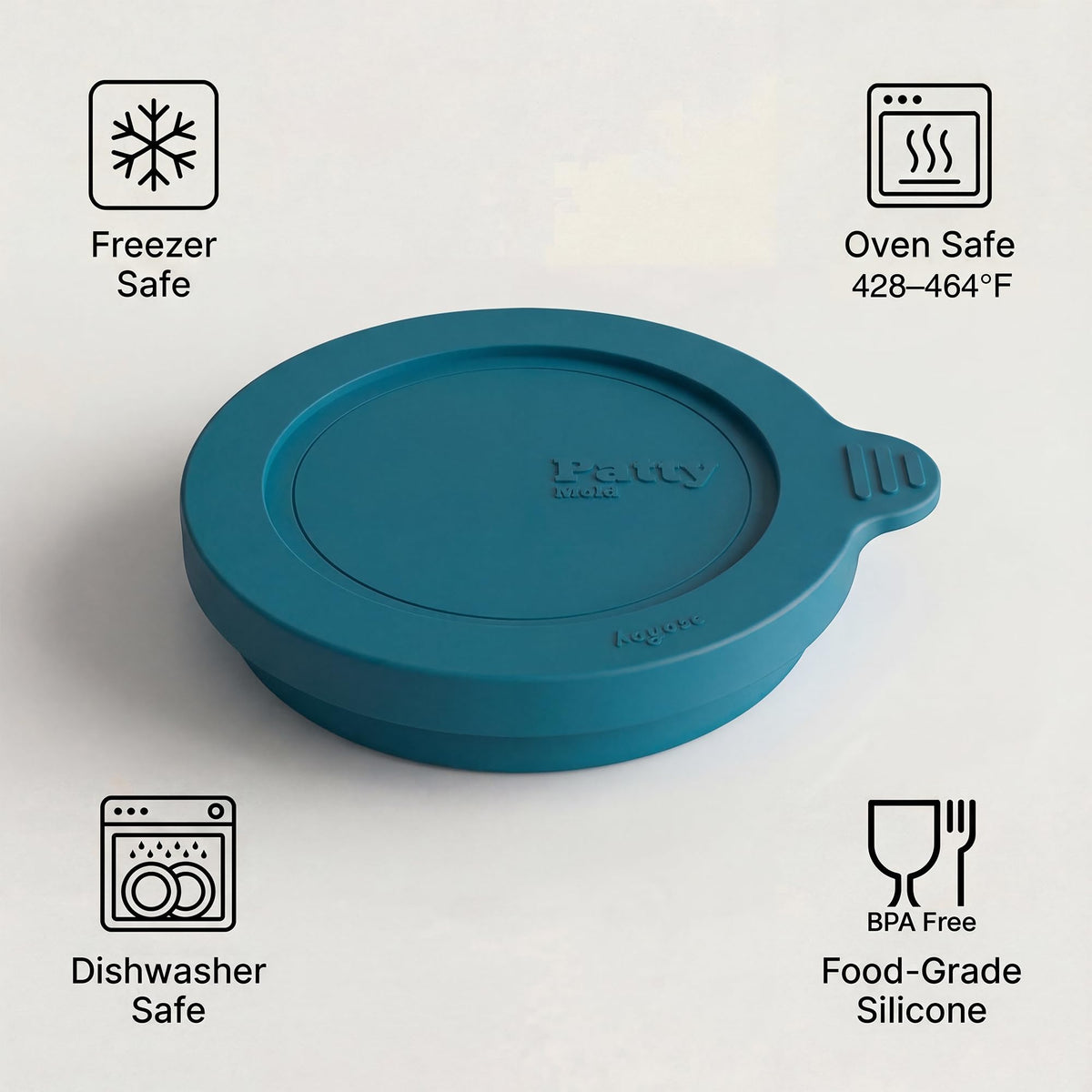 Kayaso grill-ready patty mold for outdoor cooking