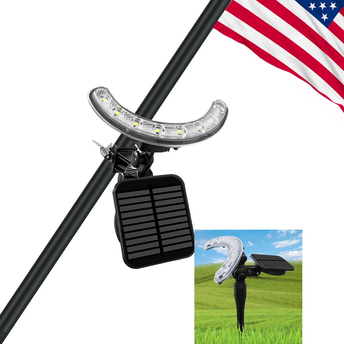 Kayiune Flag Pole Light installation on pole is quick and secure.