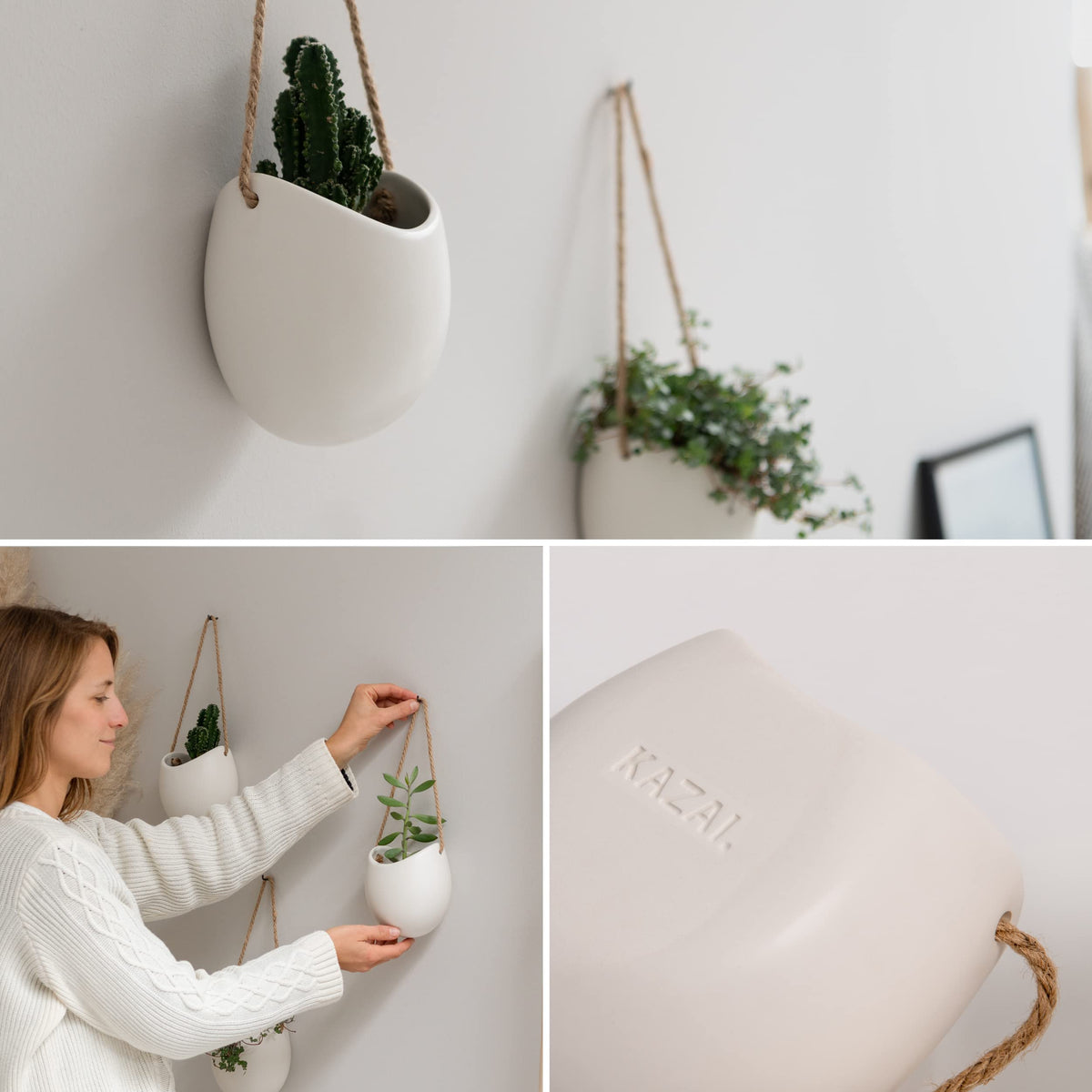 Kazai Ellie glazed ceramic finish with smooth white matte texture close-up.