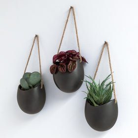 Kazai Ellie wall planters in graphite matte finish for a sleek indoor display.