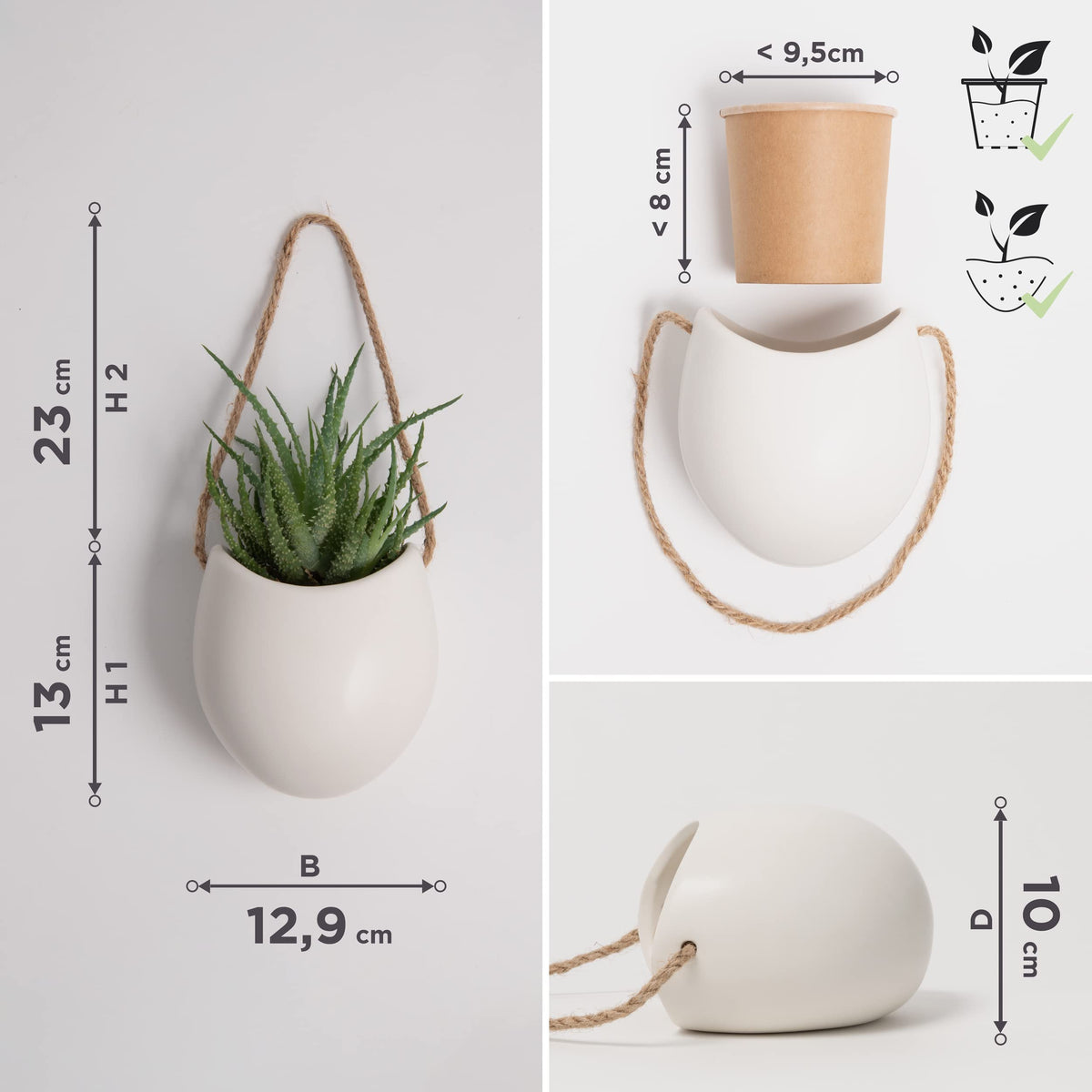 Ellie planters suitable for succulents air plants and small greens