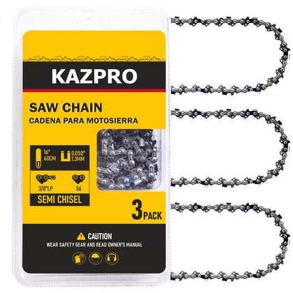 KAZPRO 16-inch chain with 56 drive links for versatile compatibility.