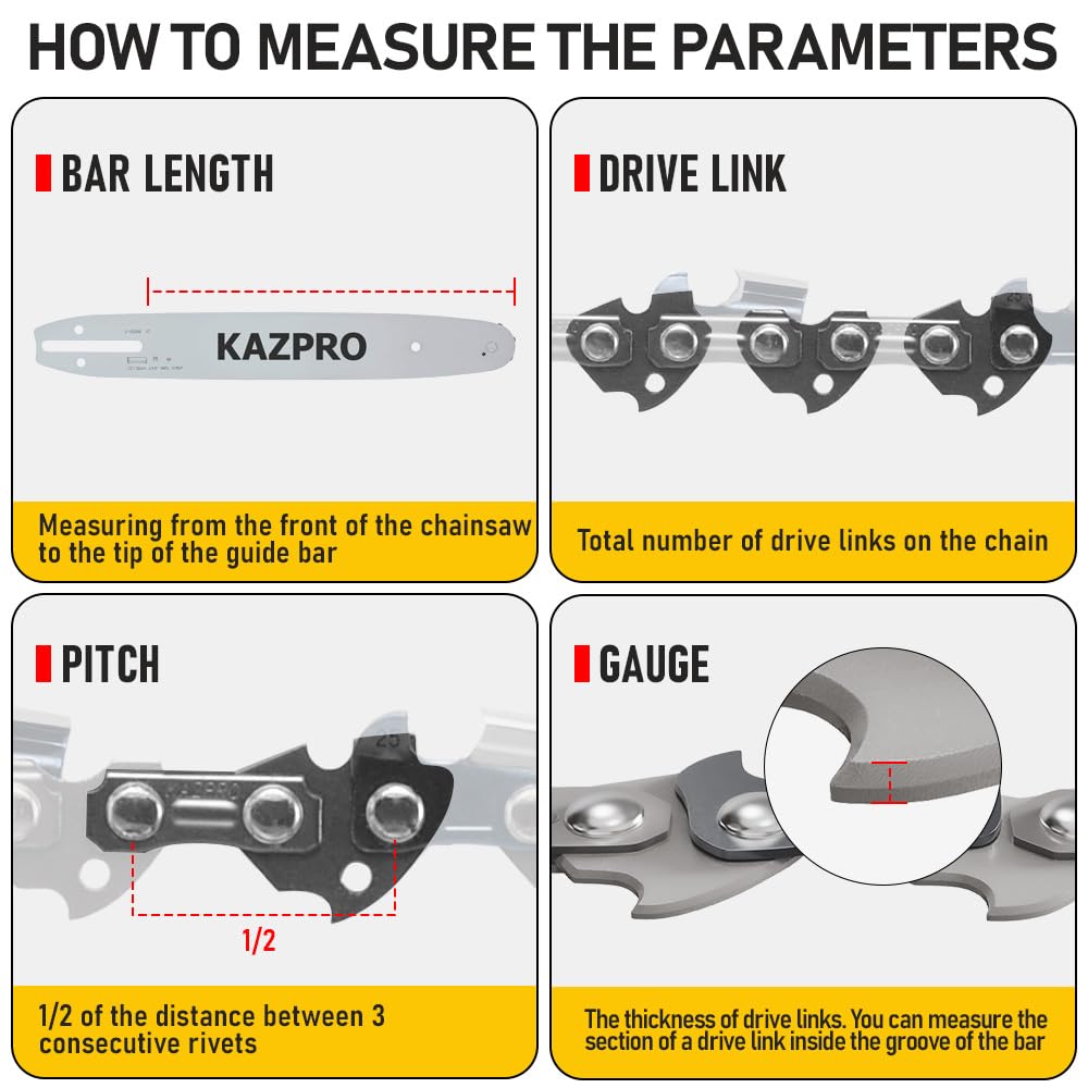 KAZPRO chrome-plated semi-chisel delivers smooth cuts.