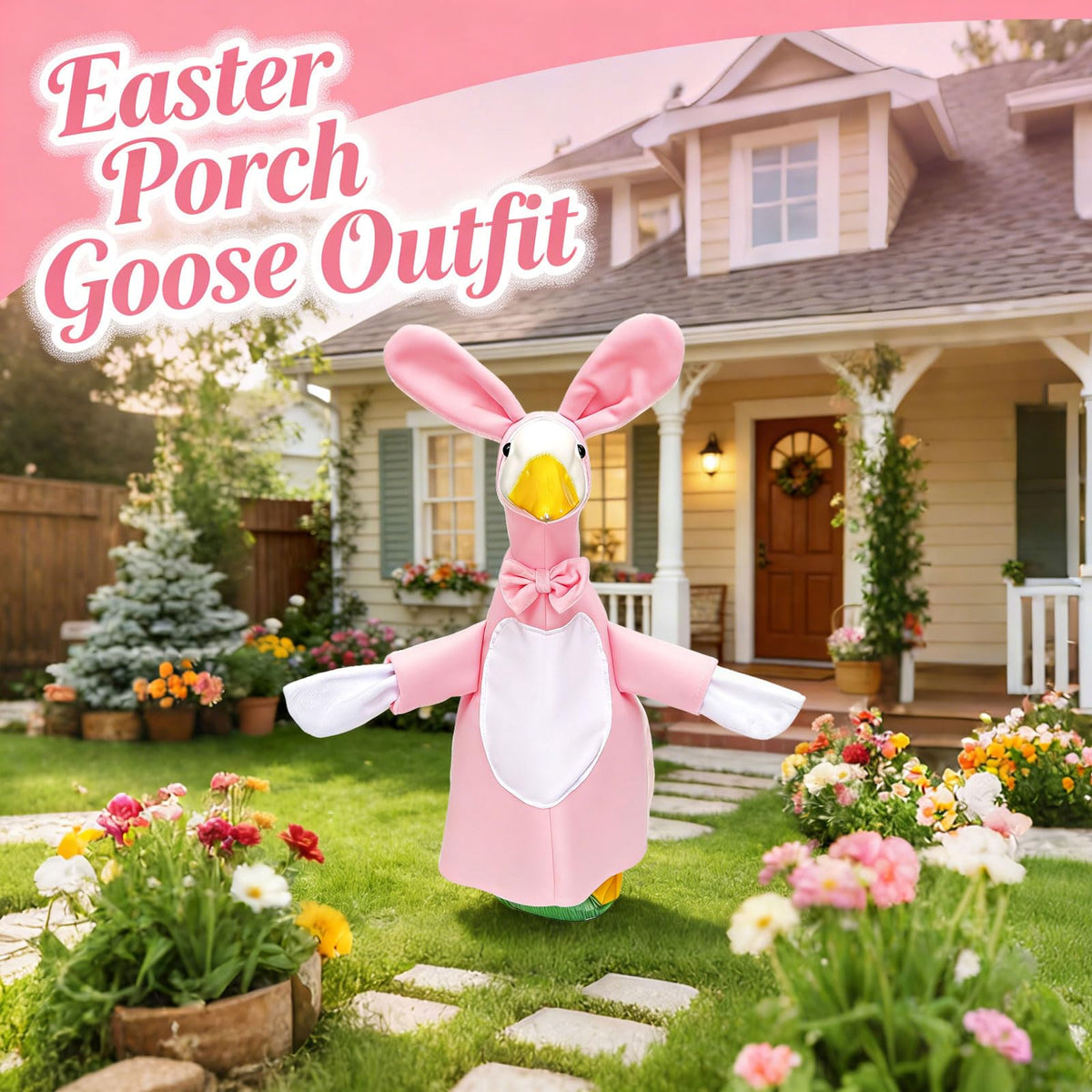 KBEGYGM pink neck bow adds charming floral detail on statues.