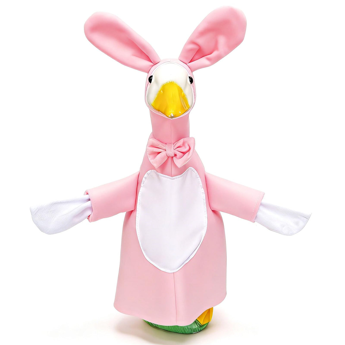 KBEGYGM Easter Bunny Porch Goose Outfit in pink dress boosts curb appeal for spring porches.