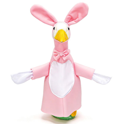 KBEGYGM Easter Bunny Porch Goose Outfit in pink dress boosts curb appeal for spring porches.