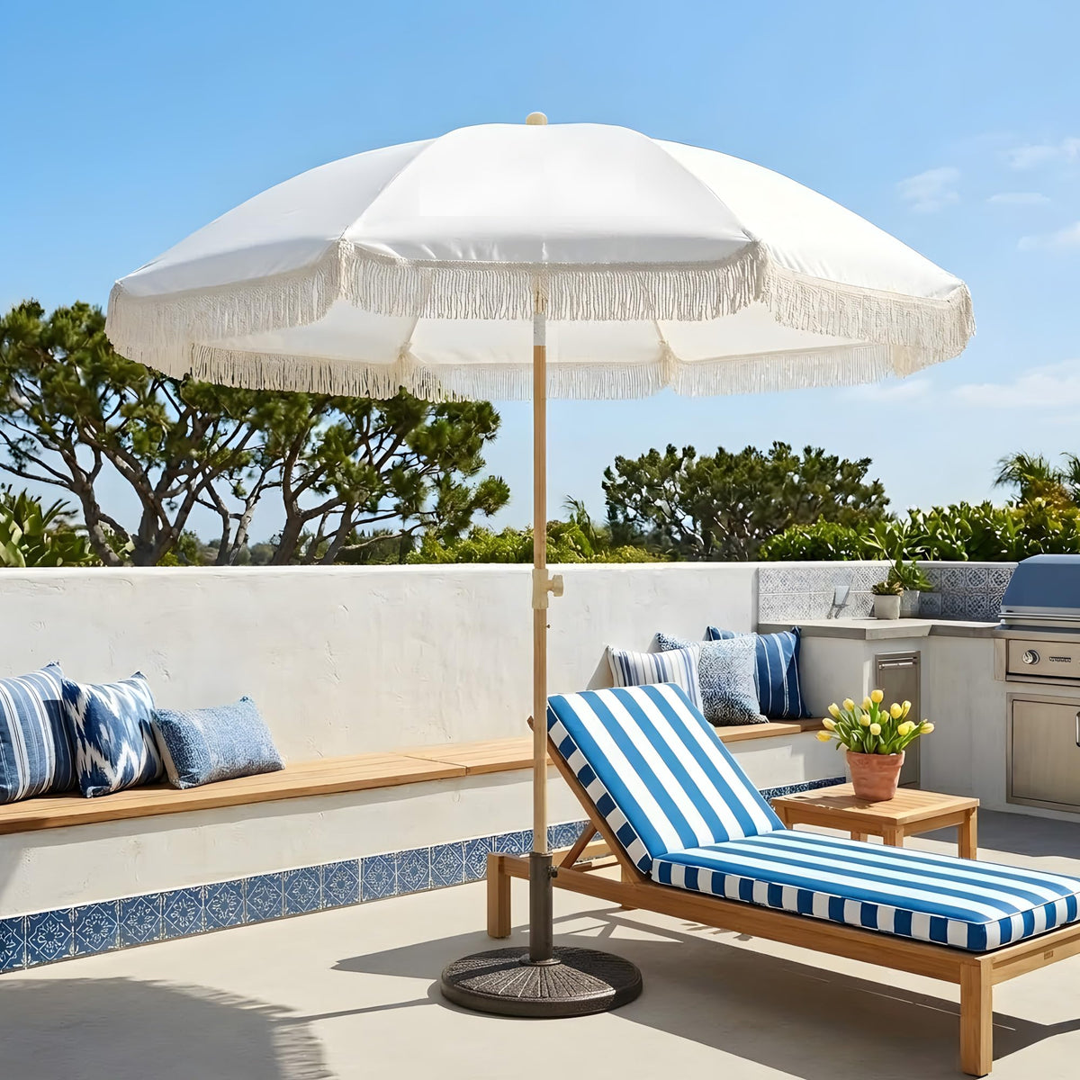 Kbrellaoutlets cream canopy ideal for beach, terrace, and picnics
