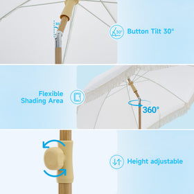Kbrellaoutlets UPF50+ cream umbrella provides sun protection on sunny days